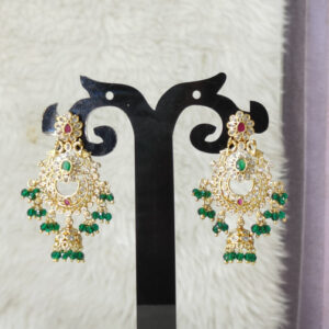 green ruby stone chandbali earrings for festive wear
